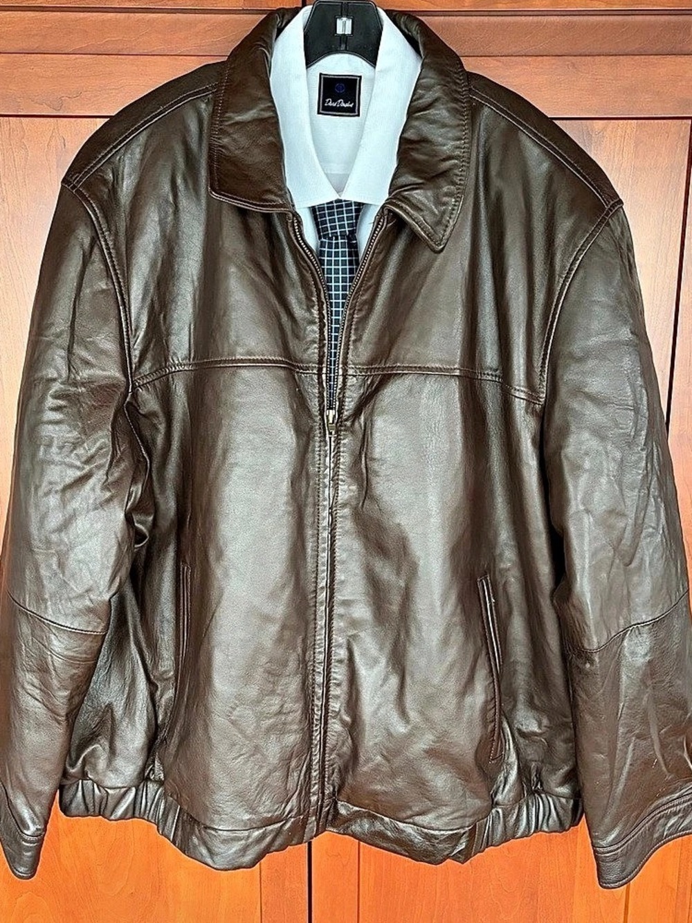 Excelled Men’s 3XL Chocolate Brown Leather Jacket, Full-Zip Classic Coat Style!!